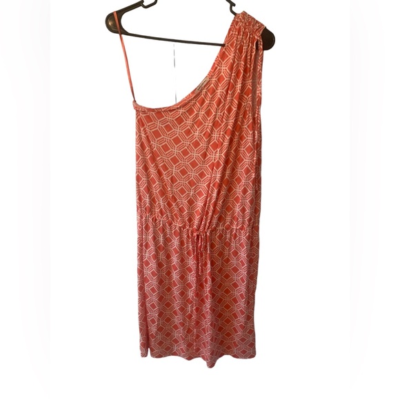 Banana Republic Dresses & Skirts - Banana Republic Dress Size M One Shoulder Asymmetrical Geometric‎ Summer coral